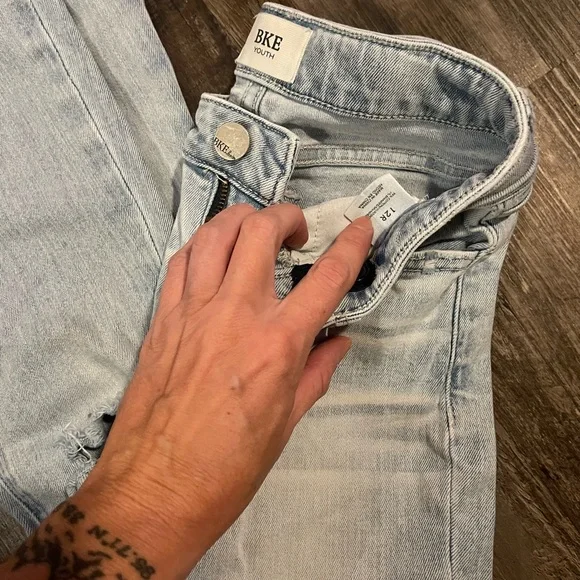 BKE Light Blue Ripped Flare Jeans - Picture 4 of 4